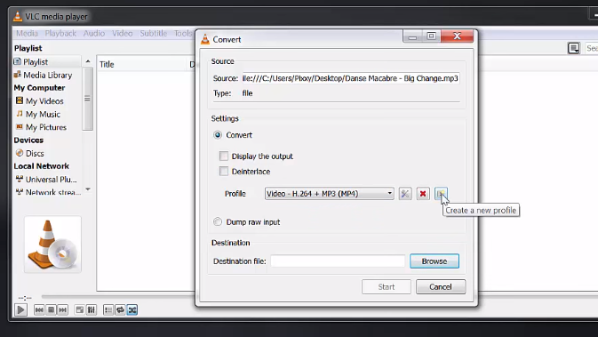 convert mp3 to wav using VLC media plaer