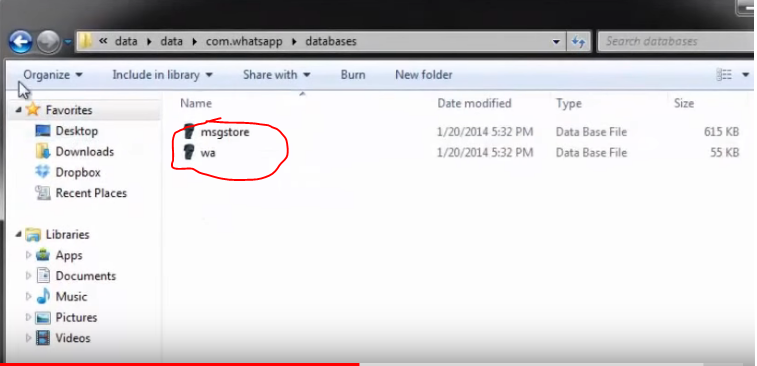 decryted backup of whatsapp database on android