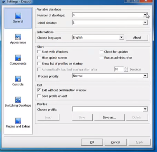 Virtual desktops for windows